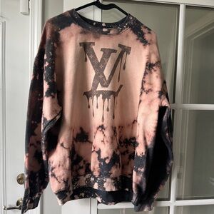 Designer Tie-Dye Sweater - Black and Pink